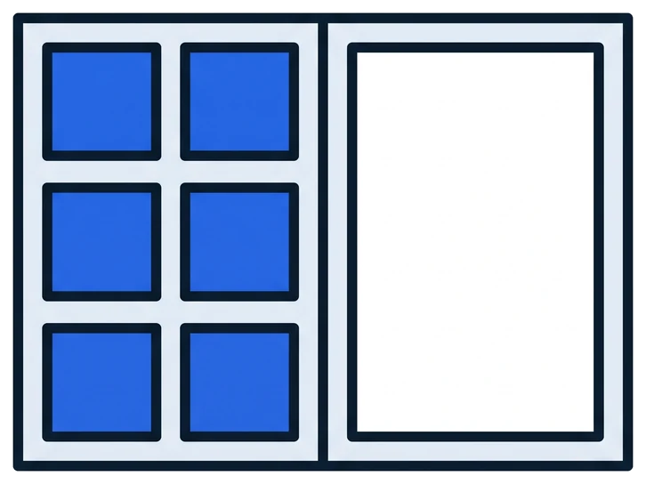 One panel, half of it full and half of it empty