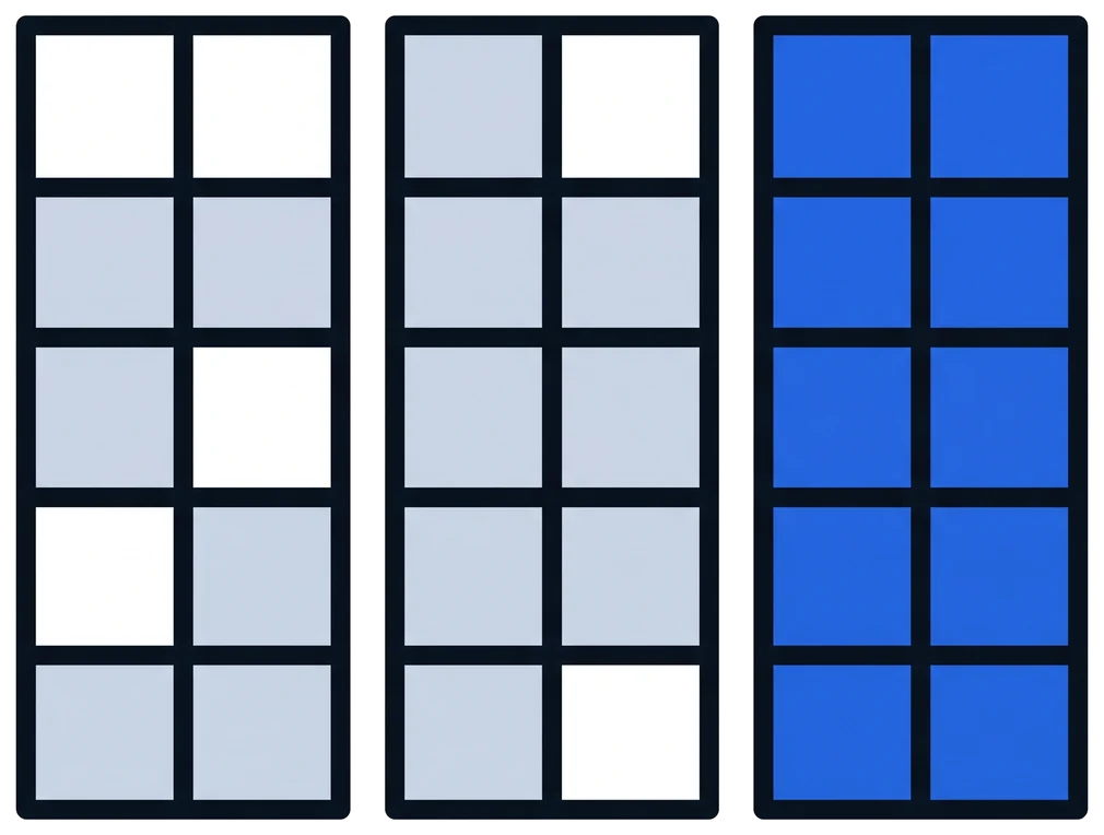 Two plans with pieces cut out of them, and one that is whole