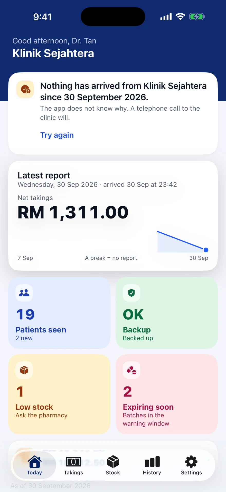Lewat. Tiada apa sampai lebih daripada tiga hari.